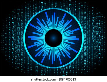 binary circuit board future technology, blue eye cyber security concept background, abstract hi speed digital internet.motion move blur. pixel vector