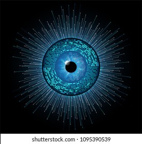 binary circuit board future technology, blue eye cyber security concept background, abstract hi speed digital internet.motion move blur. pixel vector