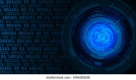 binary circuit board future technology, blue eye cyber security concept background 