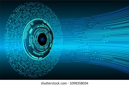 binary circuit board future technology, blue eye cyber security concept background, abstract hi speed digital internet.motion move blur. pixel vector