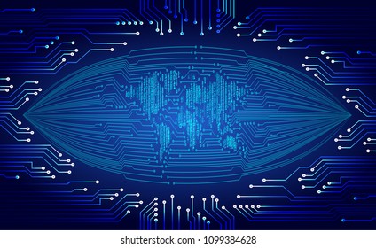binary circuit board future technology, blue cyber security concept background, abstract hi speed digital internet.motion move blur. world vector