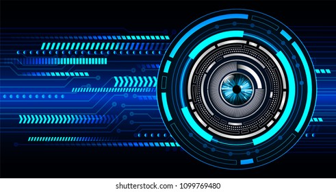 binary circuit board future technology, blue eye cyber security concept background, abstract hi speed digital internet.motion move blur. pixel vector