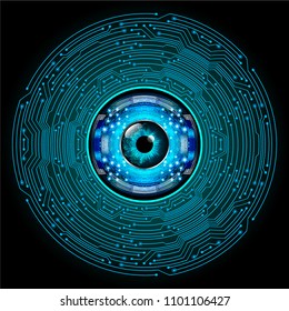 binary circuit board future technology, blue eye cyber security concept background, abstract hi speed digital internet.motion move blur. pixel vector