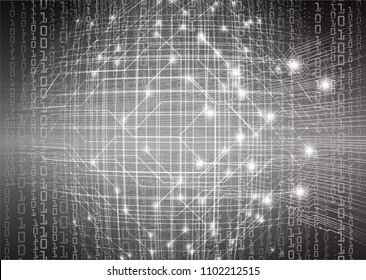 binary circuit board future technology, black cyber security concept background, abstract hi speed digital internet.motion move blur. pixel vector