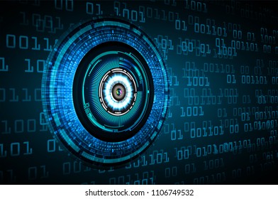 binary circuit board future technology, blue cyber security concept background, abstract hi speed digital internet.motion move blur. eye pixel vector