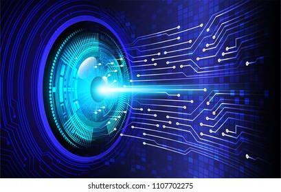 binary circuit board future technology, blue cyber security concept background, abstract hi speed digital internet.motion move blur. eye pixel vector