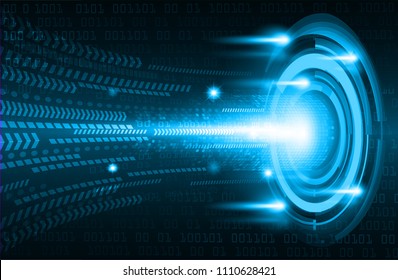 binary circuit board future technology, blue cyber security concept background, abstract hi speed digital internet.motion move blur. eye pixel vector