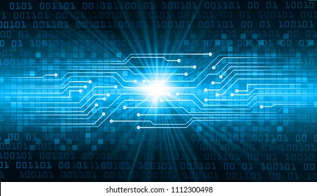 binary circuit board future technology, blue cyber security concept background, abstract hi speed digital internet.motion move blur. eye pixel vector