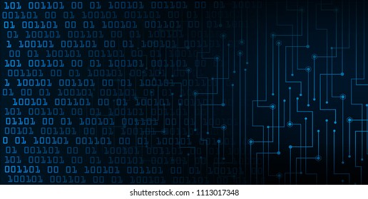 binary circuit board future technology, blue cyber security concept background, abstract hi speed digital internet.motion move blur. pixel vector