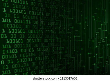 binary circuit board future technology, green cyber security concept background, abstract hi speed digital internet.motion move blur. pixel vector