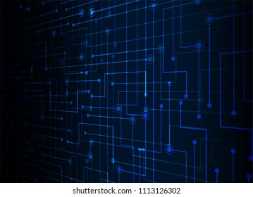 binary circuit board future technology, blue cyber security concept background, abstract hi speed digital internet.motion move blur. pixel vector