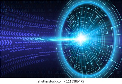 binary circuit board future technology, blue cyber security concept background, abstract hi speed digital internet.motion move blur. eye pixel vector