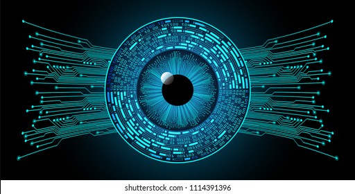 binary circuit board future technology, blue cyber security concept background, abstract hi speed digital internet.motion move blur. eye pixel vector