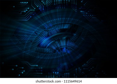 binary circuit board future technology, blue cyber security concept background, abstract hi speed digital internet.motion move blur. pixel vector
