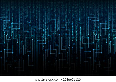 binary circuit board future technology, blue cyber security concept background, abstract hi speed digital internet.motion move blur. pixel vector