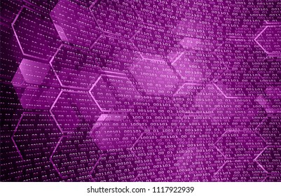 binary circuit board future technology, purple cyber security concept background, abstract hi speed digital internet.motion move blur. pixel vector