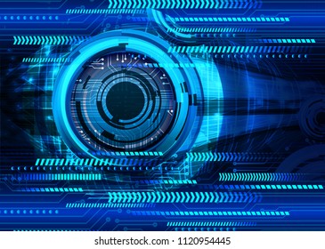 binary circuit board future technology, blue cyber security concept background, abstract hi speed digital internet.motion move blur. eye pixel vector