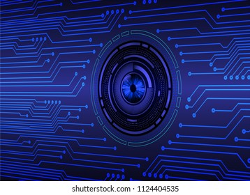 binary circuit board future technology, blue eye cyber security concept background, abstract hi speed digital internet.motion move blur. pixel vector