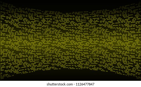 binary circuit board future technology, yellow cyber security concept background, abstract hi speed digital internet.motion move blur. pixel vector