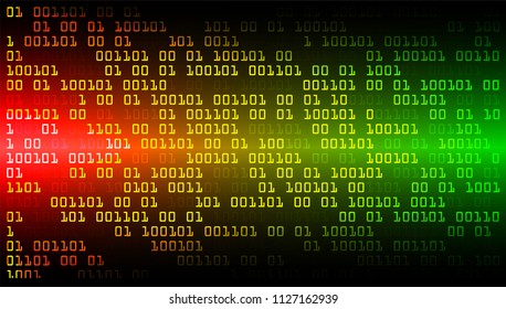 binary circuit board future technology, red green yellow cyber security concept background, abstract hi speed digital internet.motion move blur. pixel vector