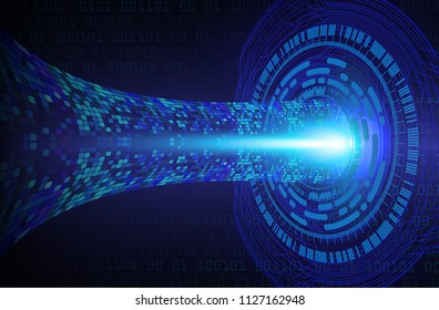 binary circuit board future technology, blue eye cyber security concept background, abstract hi speed digital internet.motion move blur. pixel vector