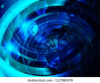 binary circuit board future technology, blue cyber security concept background, abstract hi speed digital internet.motion move blur. pixel vector
