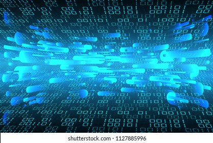 binary circuit board future technology, blue cyber security concept background, abstract hi speed digital internet.motion move blur. pixel vector