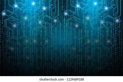 binary circuit board future technology, blue cyber security concept background, abstract hi speed digital internet.motion move blur. pixel vector