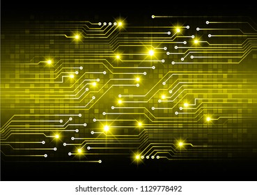 binary circuit board future technology, yellow cyber security concept background, abstract hi speed digital internet.motion move blur. pixel vector