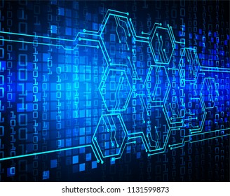 binary circuit board future technology, blue cyber security concept background, abstract hi speed digital internet.motion move blur. pixel vector
