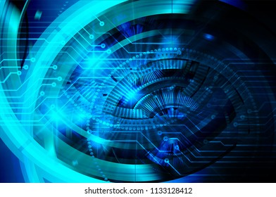 binary circuit board future technology, blue cyber security concept background, abstract hi speed digital internet.motion move blur. pixel vector
