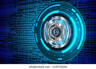 binary circuit board future technology, blue eye cyber security concept background, abstract hi speed digital internet.motion move blur. pixel vector