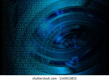 binary circuit board future technology, blue cyber security concept background, abstract hi speed digital internet.motion move blur. pixel vector