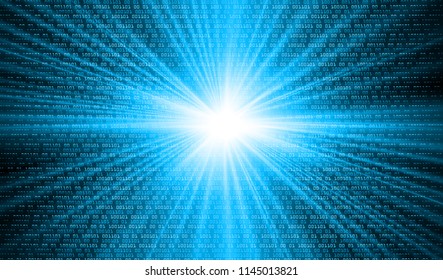 binary circuit board future technology, blue cyber security concept background, abstract hi speed digital internet.motion move blur. pixel vector