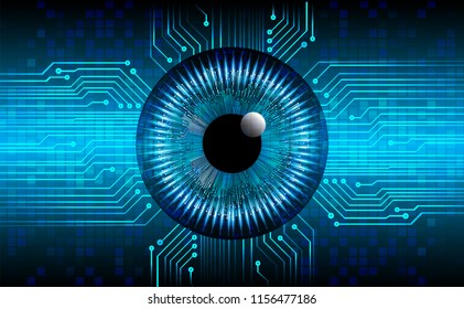 binary circuit board future technology, blue eye cyber security concept background, abstract hi speed digital internet.motion move blur. vector