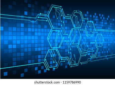 binary circuit board future technology, blue cyber security concept background, abstract hi speed digital internet.motion move blur. pixel vector