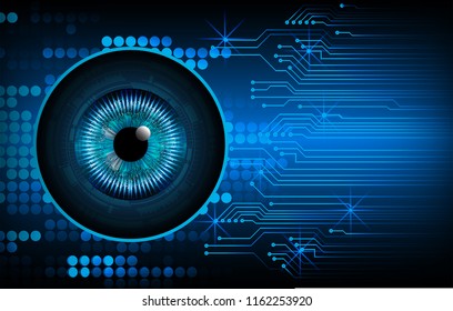 binary circuit board future technology, blue eye cyber security concept background, abstract hi speed digital internet.motion move blur. vector