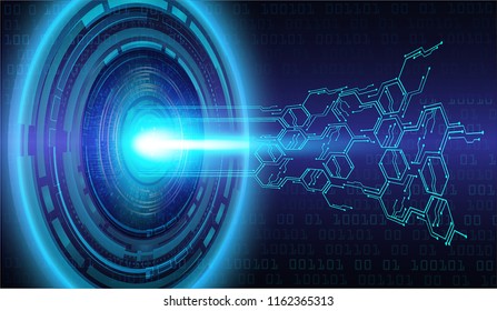 binary circuit board future technology, blue eye cyber security concept background, abstract hi speed digital internet.motion move blur. vector