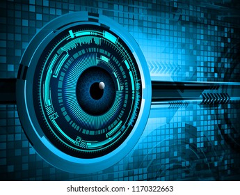 binary circuit board future technology, blue eye cyber security concept background, abstract hi speed digital internet.motion move blur. vector