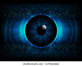 binary circuit board future technology, blue eye cyber security concept background, abstract hi speed digital internet.motion move blur. vector