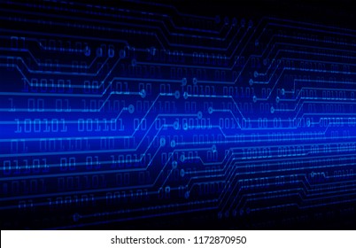 binary circuit board future technology, blue cyber security concept background, abstract hi speed digital internet.motion move blur. eye pixel vector