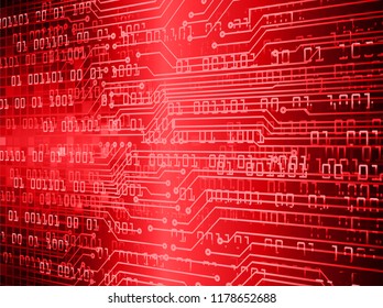 binary circuit board future technology, red cyber security concept background, abstract hi speed digital internet.motion move blur. pixel vector