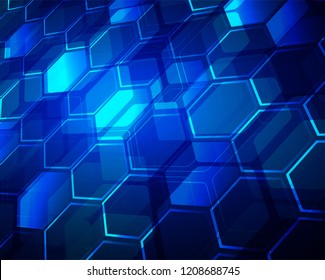 binary circuit board future technology, blue cyber security concept background, abstract hi speed digital internet.motion move blur. hexagon pixel vector