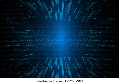 binary circuit board future technology, blue cyber security concept background, abstract hi speed digital internet.motion move blur. pixel vector