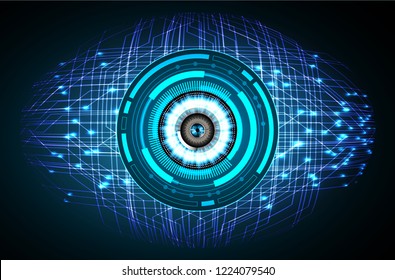 binary circuit board future technology, blue eye cyber security concept background, abstract hi speed digital internet.motion move blur. pixel vector