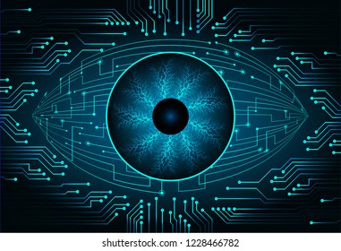 binary circuit board future technology, blue eye cyber security concept background, abstract hi speed digital internet.motion move blur. pixel vector