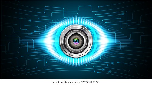 binary circuit board future technology, blue eye cyber security concept background, abstract hi speed digital internet.motion move blur. pixel vector