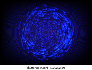 binary circuit board future technology, blue eye cyber security concept background, abstract hi speed digital internet.motion move blur. pixel vector