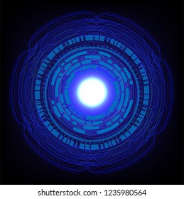 binary circuit board future technology, blue eye cyber security concept background, abstract hi speed digital internet.motion move blur. pixel vector