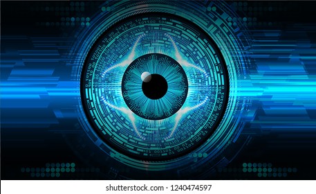 binary circuit board future technology, blue eye cyber security concept background, abstract hi speed digital internet.motion move blur. pixel vector